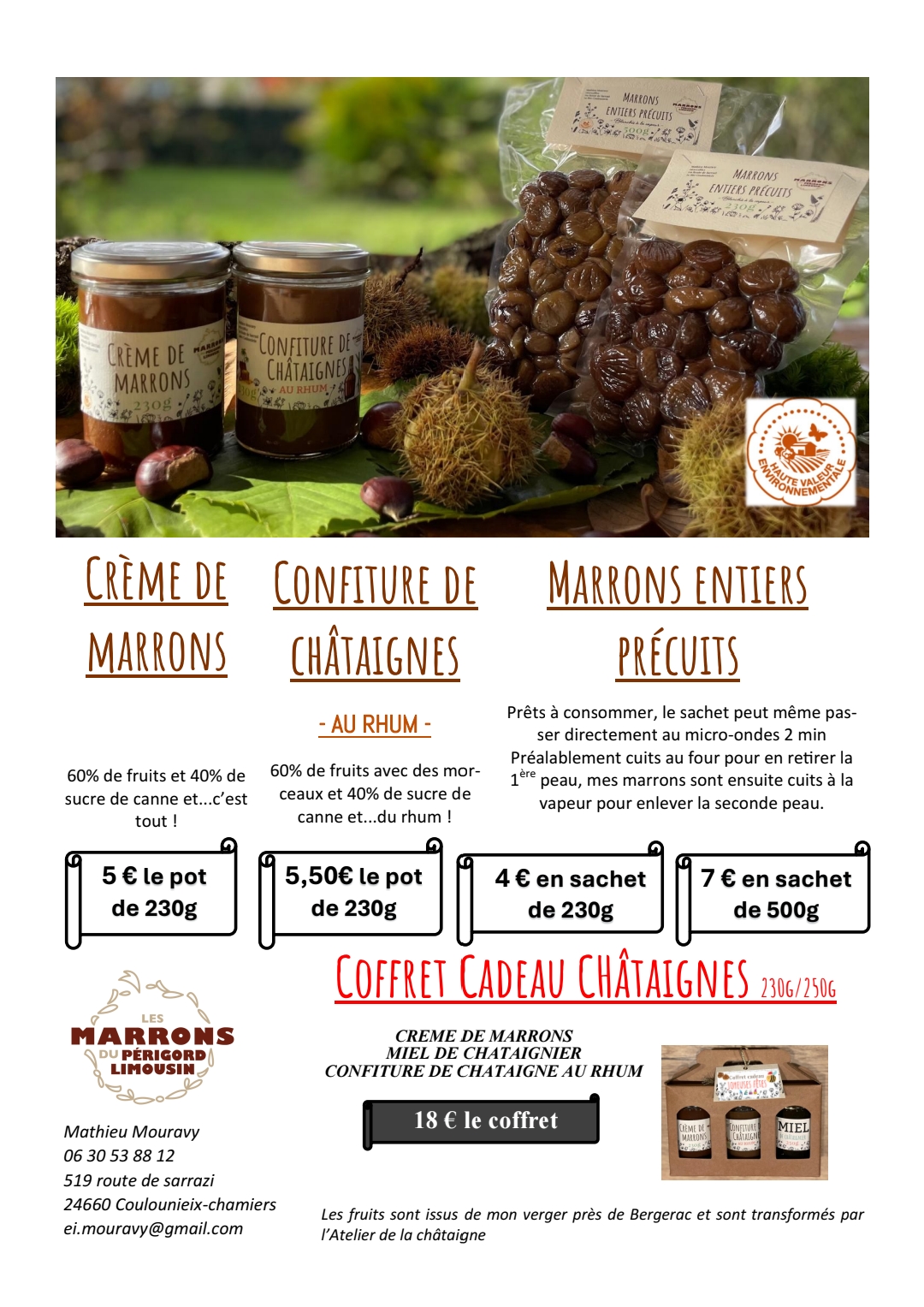 Produits à base de châtaigne